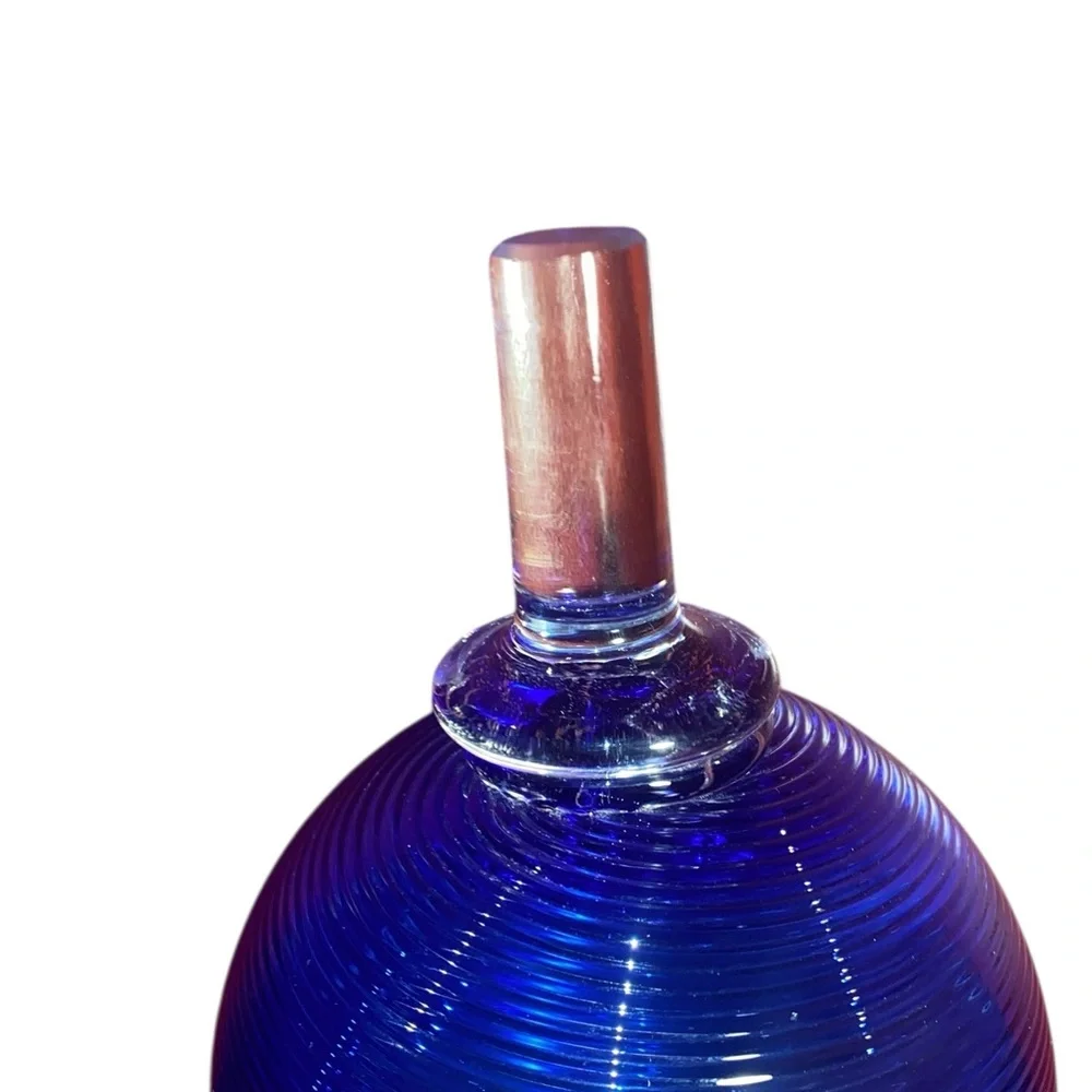 Top of Sultan Art Glass Swirled Decanter Z Gallerie Royal Cobalt Blue Top Only